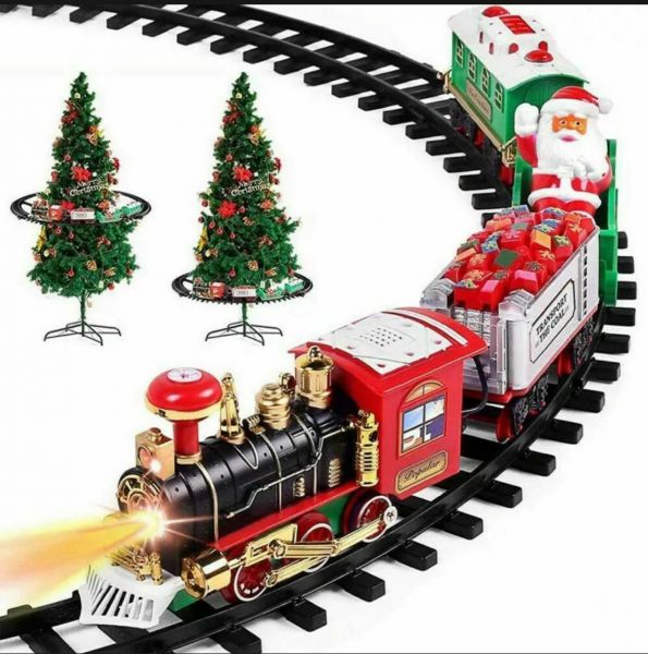 Treno natalizio con supporto albero trenino elettrico natale con luci e suoni D.89 CM
