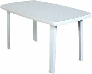 KASAVIVA- Tavolo ocean rettangolare bianco in resina da giardino 176cm x 87 cm