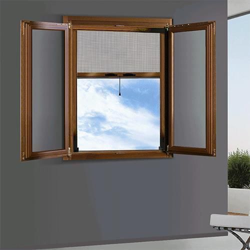 Zanzariera a rullo per porta finestra Orizzontale 140x160 alluminio riducibile marrone