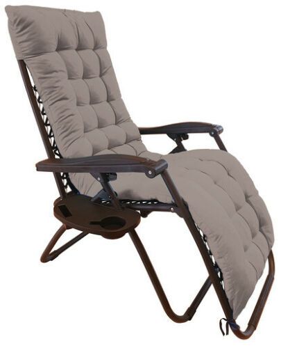 HU-151 Sedia a sdraio con cuscino Zero Gravity reclinabile in acciaio poltrona ideale per esterno e giardino Beige