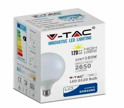 V-TAC LAMPADINA LED E27 G120 CHIP SAMSUNG LAMPADINE RISPARMIO ENERGETICO