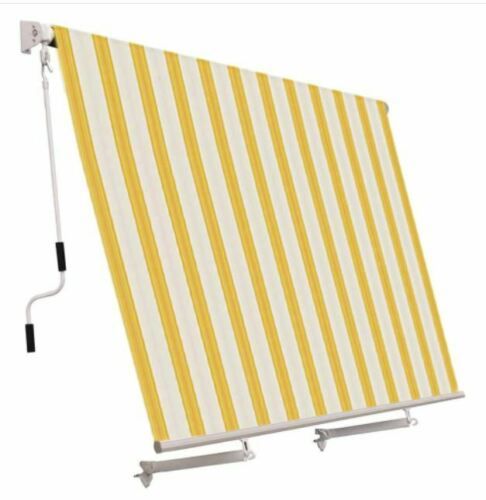 Tenda da sole a caduta 300x 250 cm da balcone inclinazione fissa gialla e bianco