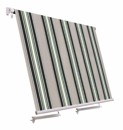 Tenda da sole a caduta 400X300 cm in alluminio da balcone asta per inclinazione e bracci beige e verde