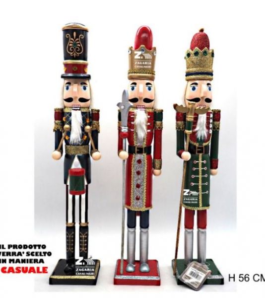 Soldato soldatino di Natale schiaccianoci in legno 50 cm decorazioni natalizie