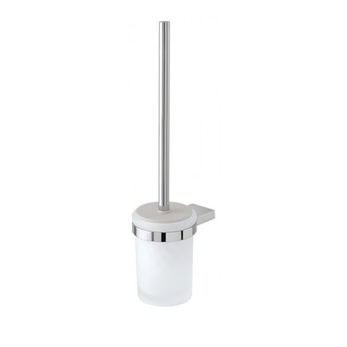 Porta scopino wc bagno a parete in vetro satinato e acciaio serie Futura