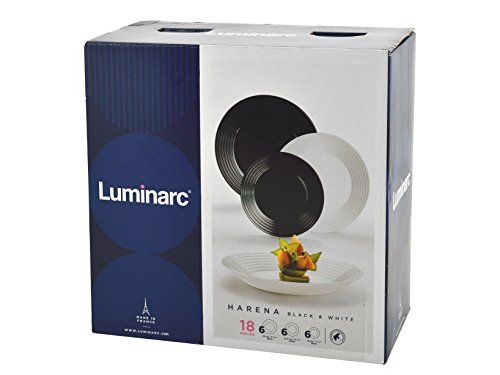 Luminarc Servizio Tavola 18 Pezzi Arc Harena Black&White
