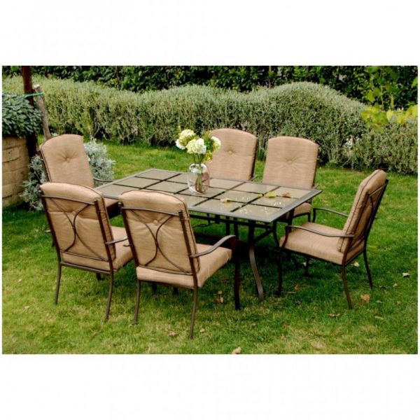 SET ZANZIBAR DINING TAVOLO CON SEDIE DA GIARDINO PER ESTERNO