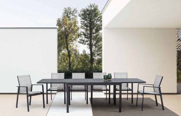 Bizzotto Tavolo Allungabile Pelagius Antracite da 135 a 270 x 90 cm alluminio verniciato a polvere 