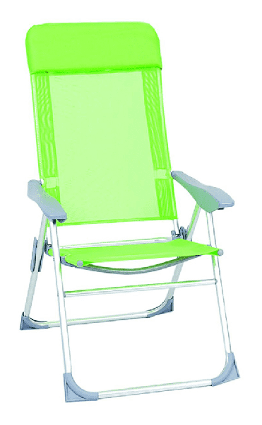 Poltrona sdraio relax chair verde pieghevole reclinabile 5 posizioni  in alluminio per mare piscina