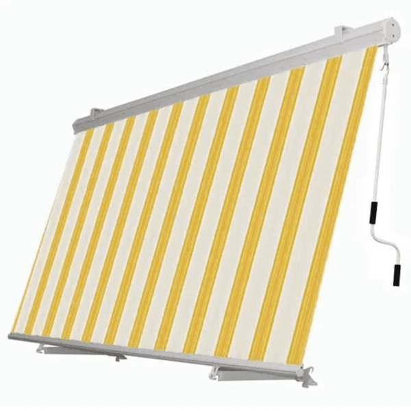 Tenda da sole 250x250 cm da sole balcone caduta cassonata giallo bianco 