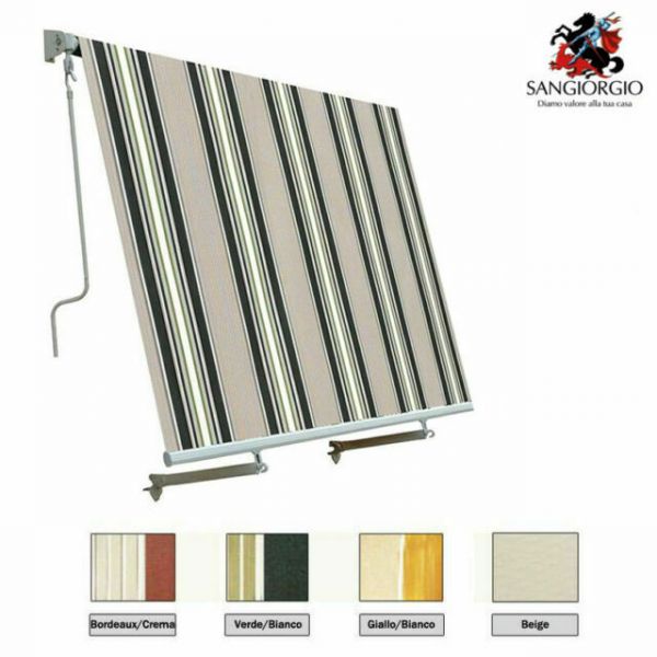 Tenda da sole a caduta 400X300 cm in alluminio da balcone asta per inclinazione e bracci beige e verde