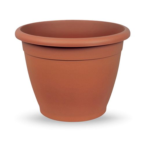 Vaso in plastica rotondo da giardino diametro 20 cm terracotta 