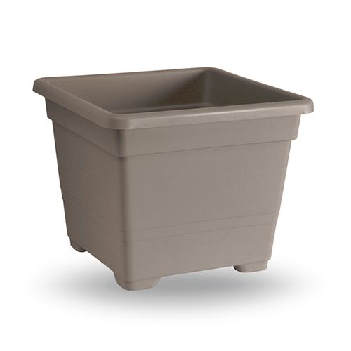Vaso da giardino quadrato in plastica 27 cm avana