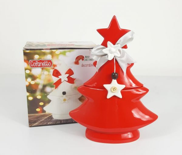 Porta oggetti a forma di albero cofanetto in ceramica