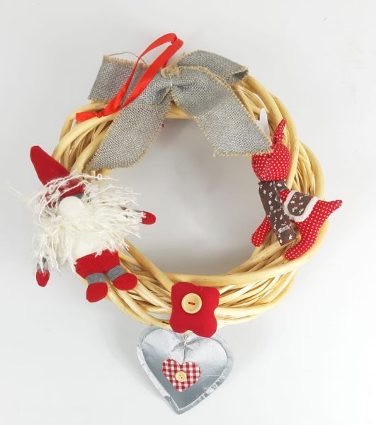 Corona in legno e tessuto per dietro porta stile shabby 20CM