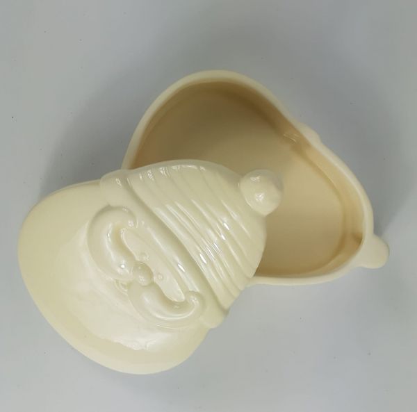 Scatola in ceramica viso babbo natale bianco porta oggetti 