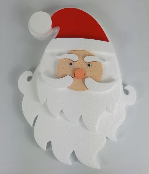 Babbo Natale sagoma viso in polistirolo grande festone 40cm