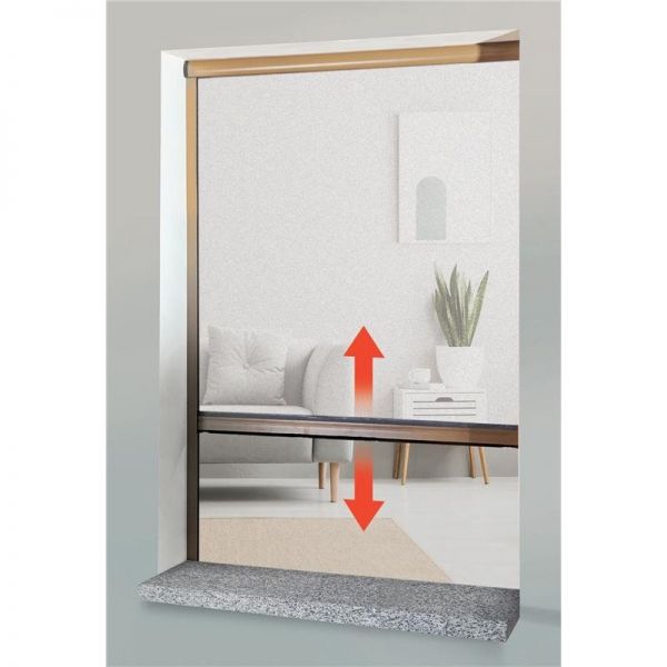 Zanzariera a rullo per porta finestra Orizzontale 140x160 alluminio riducibile marrone