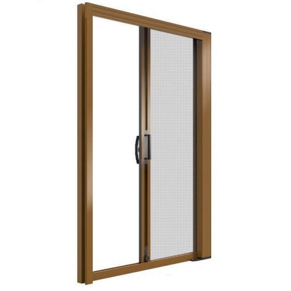 Zanzariera a rullo per porta finestra laterale 140x250 alluminio riducibile marrone